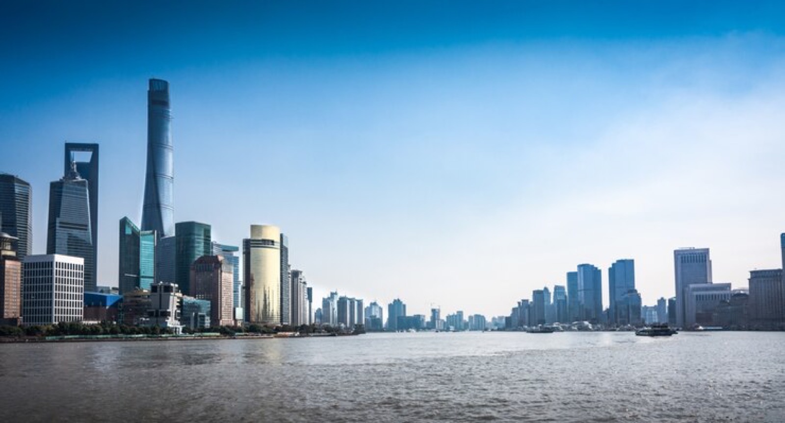City skyline across the water