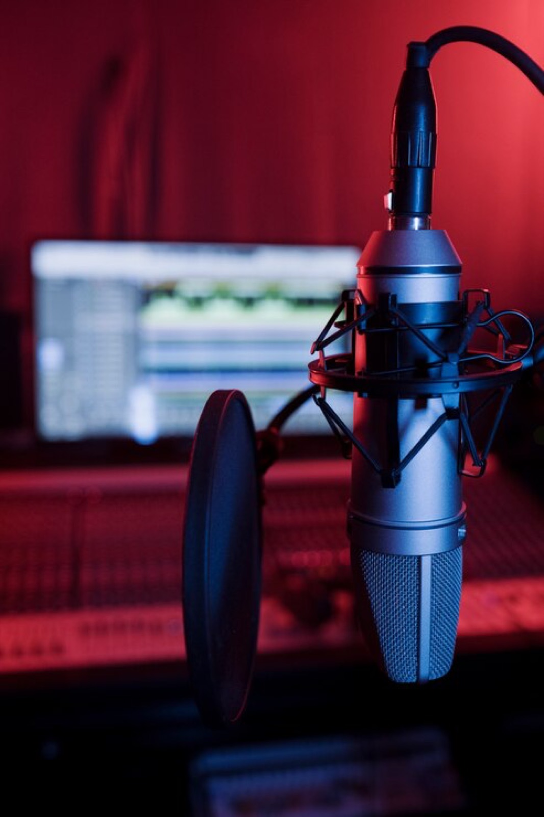 Microphone in a professional recording studio